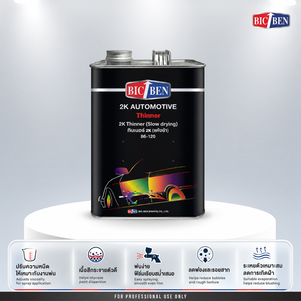 ทินเนอร์ 2K BIC-BEN ชนิดแห้งช้า