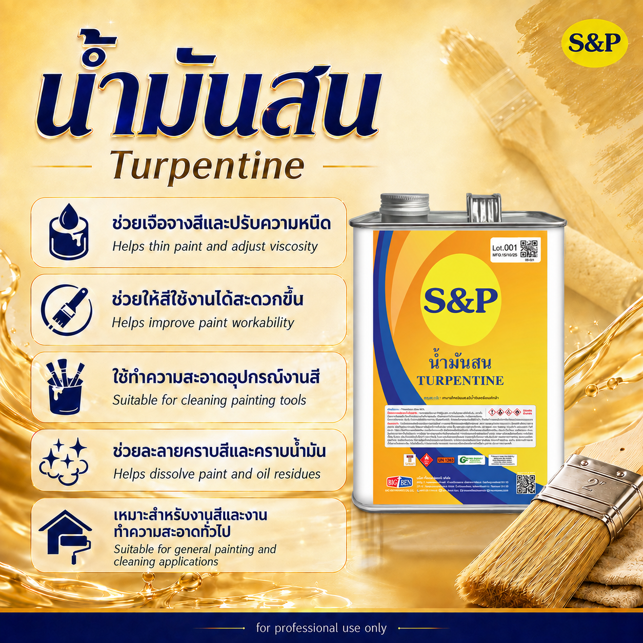 น้ำมันสน ขนาดบรรจุ 2 กก.