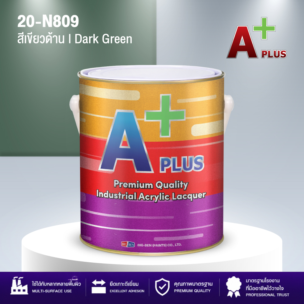 สีพ่นอุตสาหกรรมแห้งเร็ว สีเขียวด้าน A PLUS #809