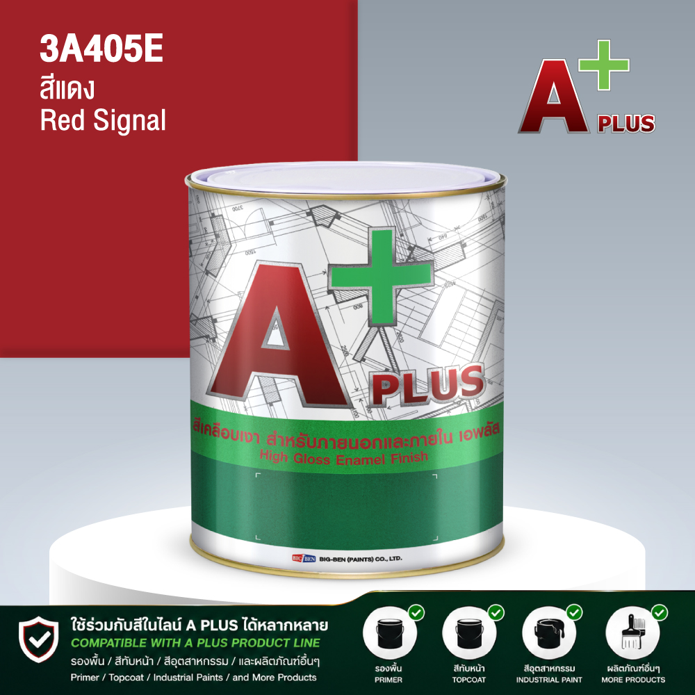 สีน้ำมันแห้งช้า A PLUS สีแดง RED SIGNAL