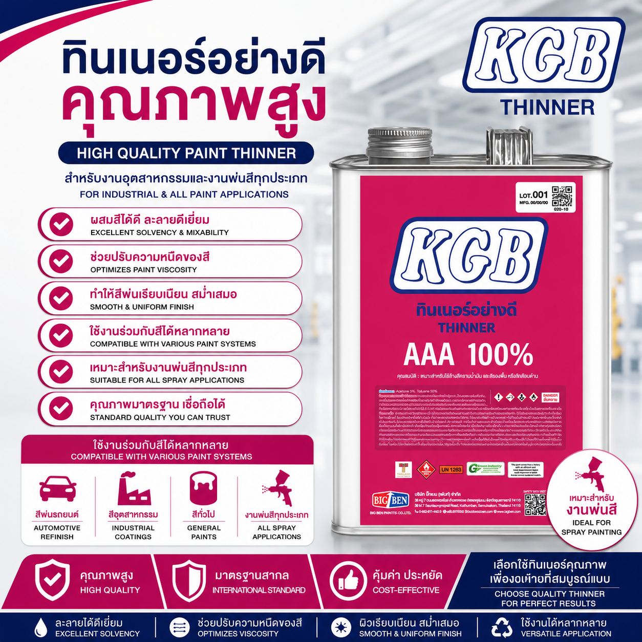 ทินเนอร์ 3A KGB ขนาดบรรจุ 2.3 กก.