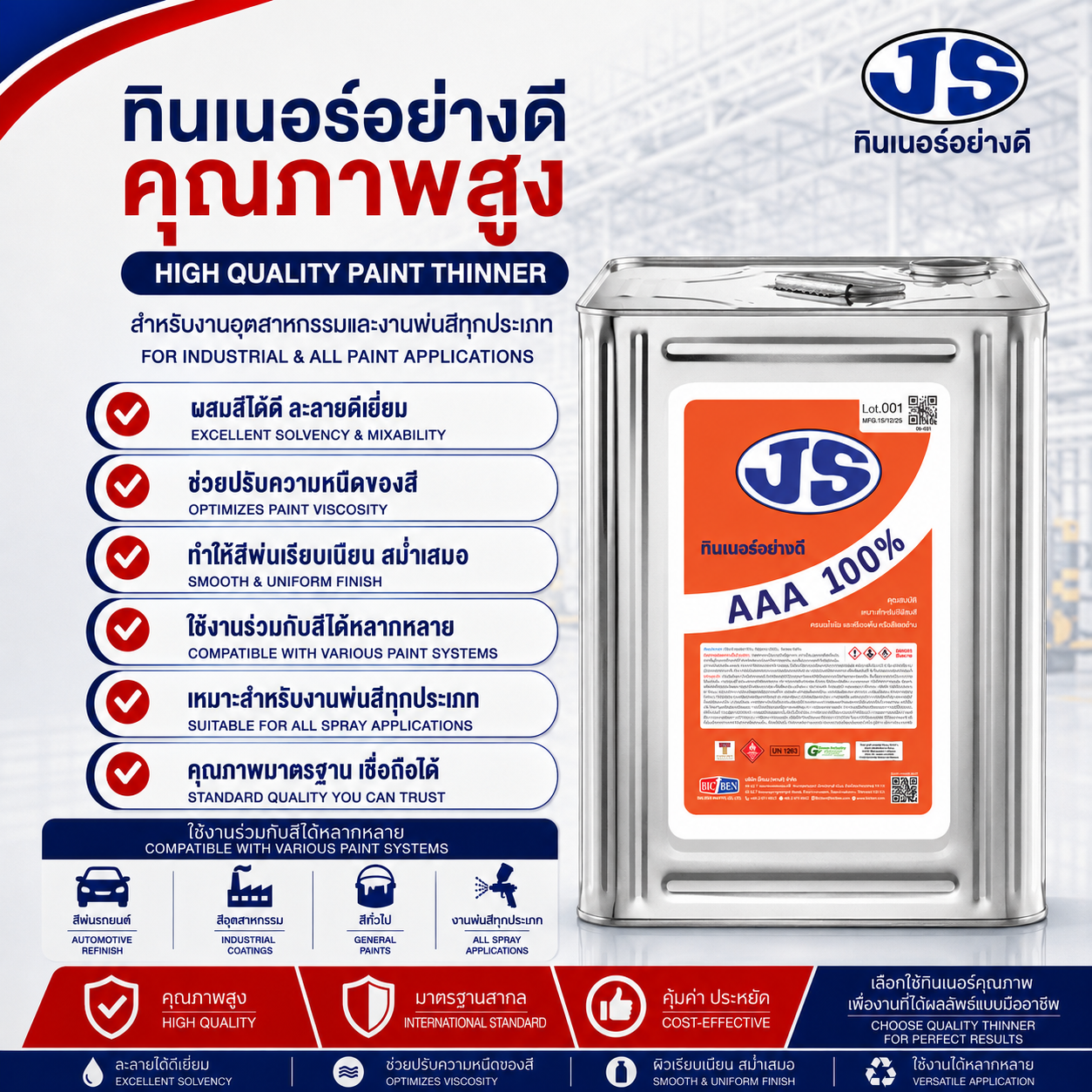 ทินเนอร์ 3A JS ขนาดบรรจุ 9 กก.