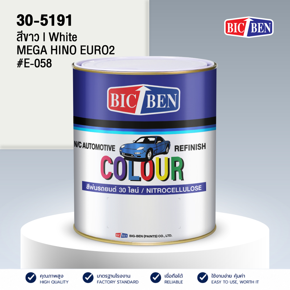สีพ่นรถยนต์แห้งเร็ว สีขาว MEGA ฮีโน่ EURO2 #E-058