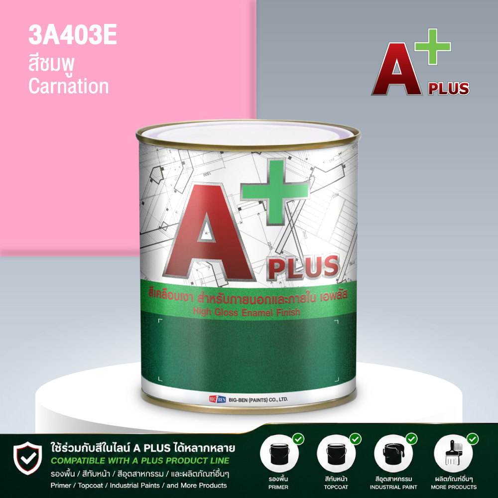 สีน้ำมันแห้งช้า A PLUS สีชมพู CARNATION